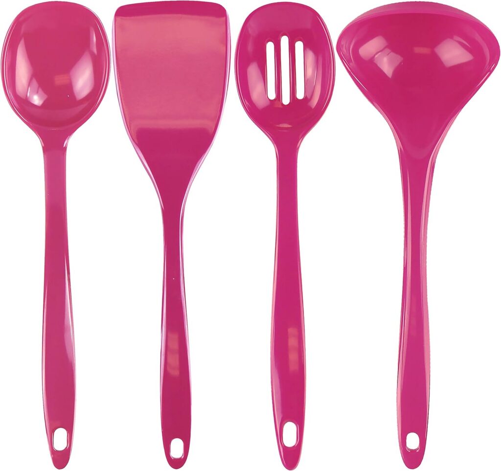 magenta melamine kitchen utensil set non scratching spoon spatula ladle