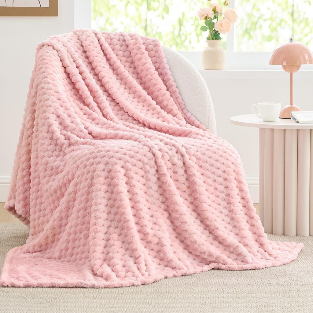 pink 3D jacquard fleece throw blanket 50x70 plush double sided microfiber blanket