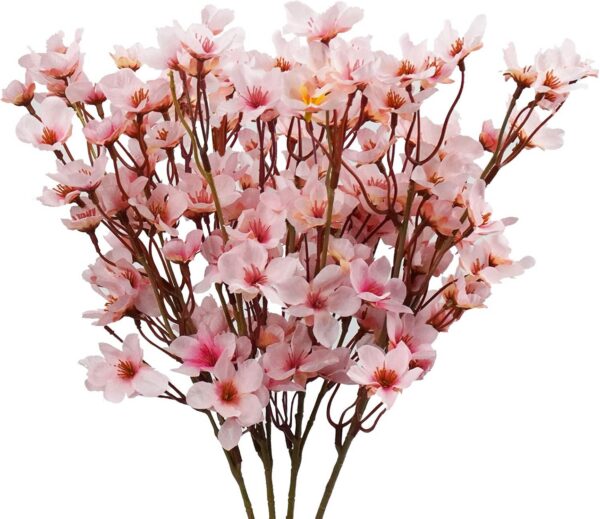 pink artificial cherry blossom flower stems silk peach blossom branches for vase wedding spring decor