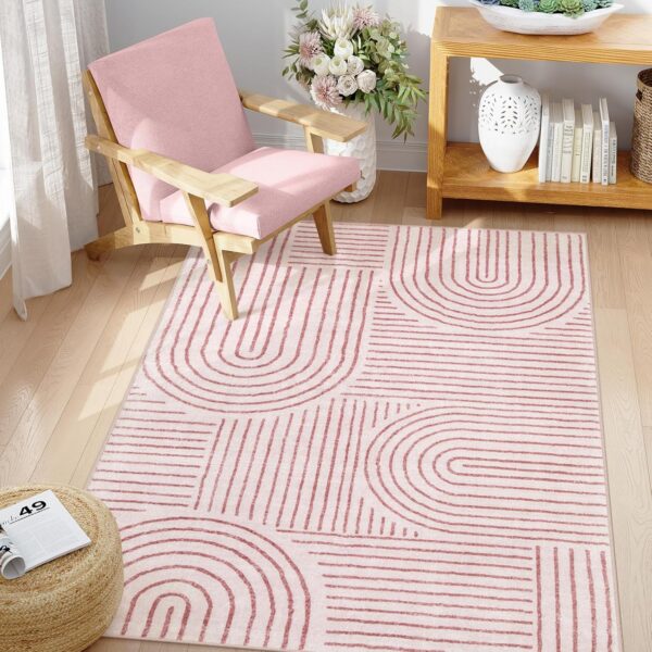 pink beige abstract rainbow washable rug 4x6 non slip soft area rug