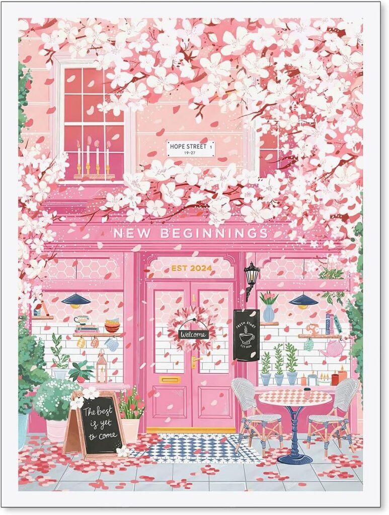 pink blossom cafe wall art retro coffee poster girly aesthetic canvas print