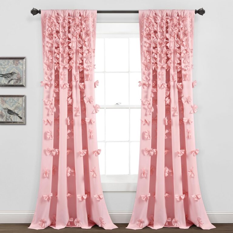 pink bow curtain panel coquette window curtain with handmade bows