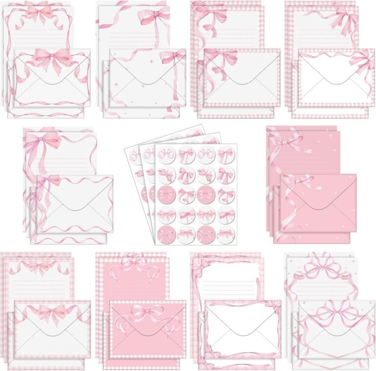 pink bow stationery paper and envelope set decorative letter writing supplies