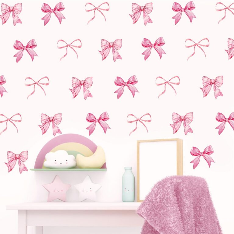 pink bow wall stickers watercolor bow decals peel and stick nursery bedroom decor