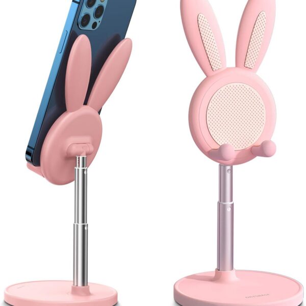 pink bunny phone stand adjustable desk holder cute non slip