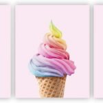 pink candy ice cream wall art prints set of 3 unframed canvas posters nursery decor