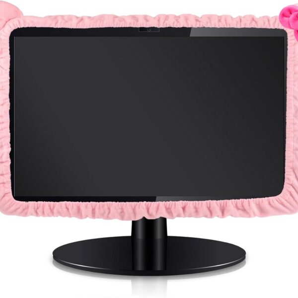 pink kawaii monitor cover cat ears furry dust cover