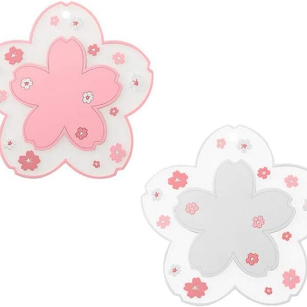 pink cherry blossom kawaii coaster set pvc non slip flower cup mat