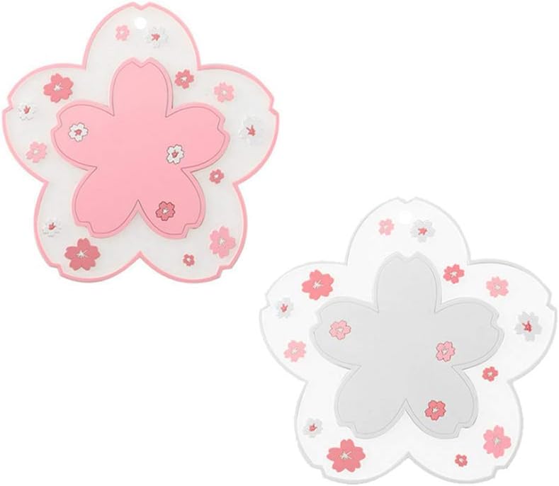 pink cherry blossom kawaii coaster set pvc non slip flower cup mat