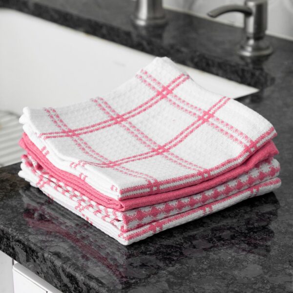 pink cotton waffle dish cloths 4 pack highly absorbent kitchen towels