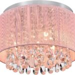 pink drum chandelier flush mount crystal ceiling light 3 light fixture