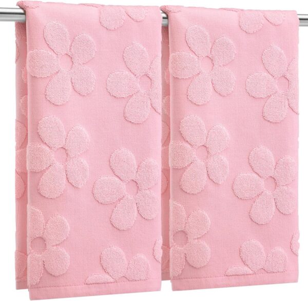 pink floral jacquard hand towels cotton absorbent decorative 13.7x29.5 inches