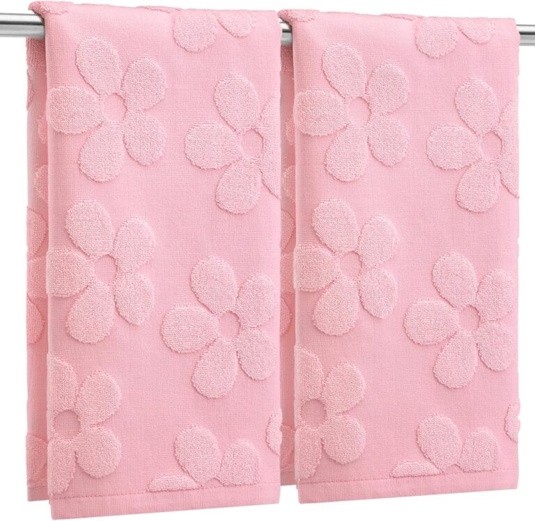 pink floral jacquard hand towels cotton absorbent decorative 13.7x29.5 inches