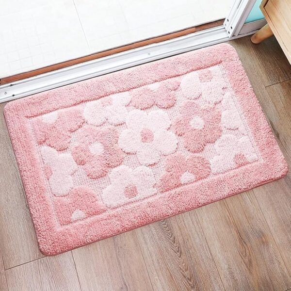 pink flower bath mat microfiber non slip rug 20x32 bathroom carpet