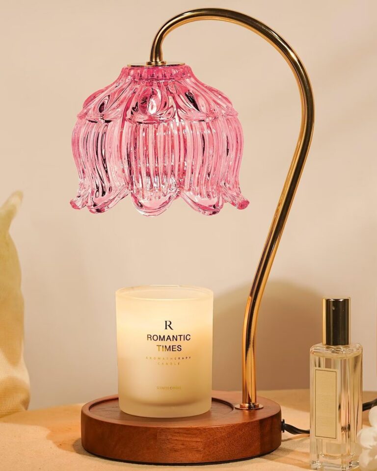 pink flower candle warmer lamp dimmable lotus wax melt warmer with timer