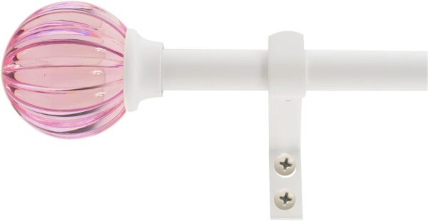 pink fluted ball curtain rod set with white adjustable rod decorative window hardware