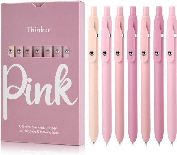 pink gel pens black ink fine point quick dry cute office school stationery set