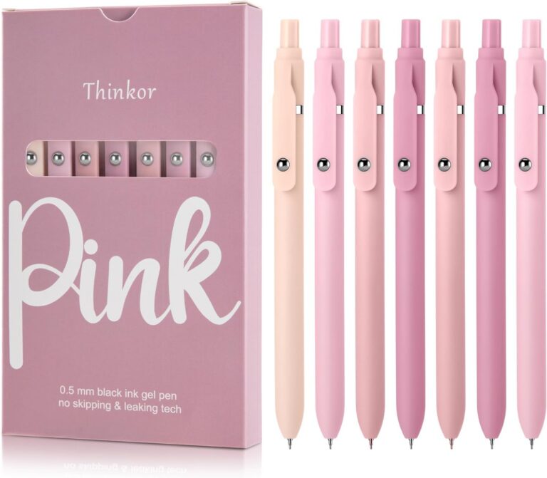 pink gel pens black ink fine point quick dry cute office school stationery set