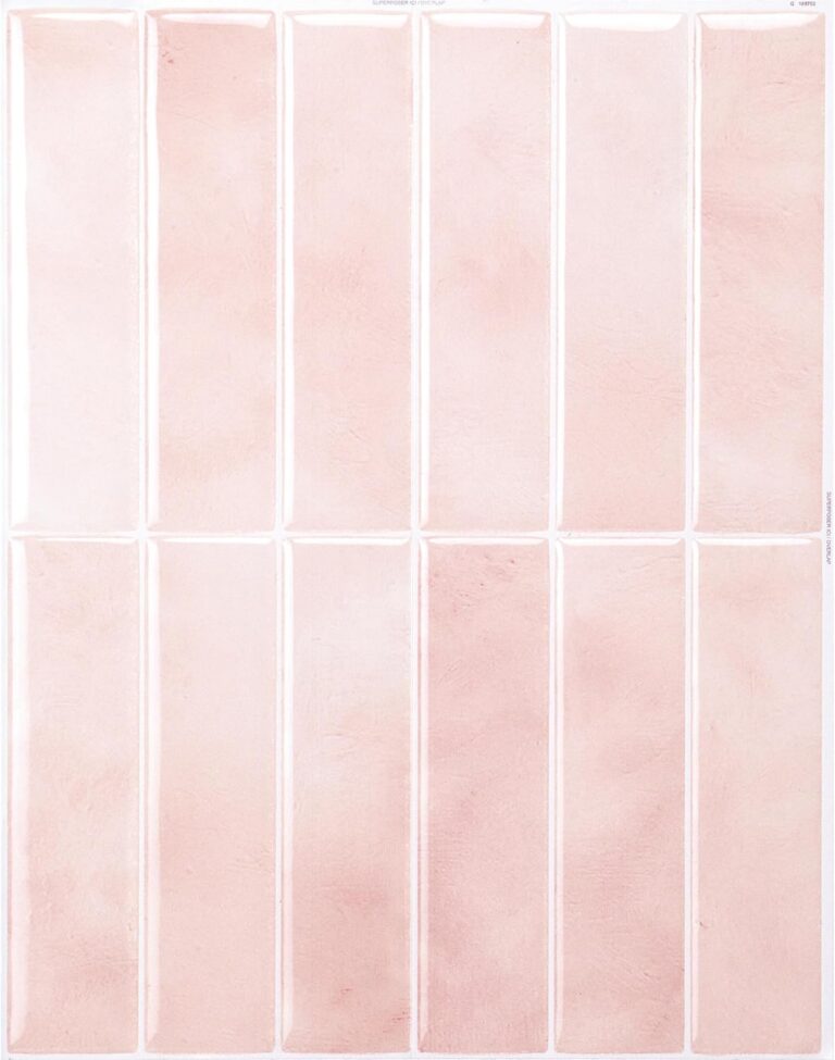 pink geometric peel and stick backsplash tiles glossy 3D adhesive wall sheets