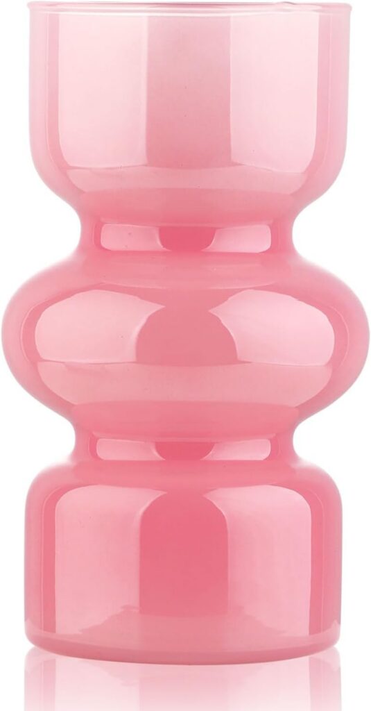 pink glass hydroponic vase three layer cylinder modern translucent flower vase