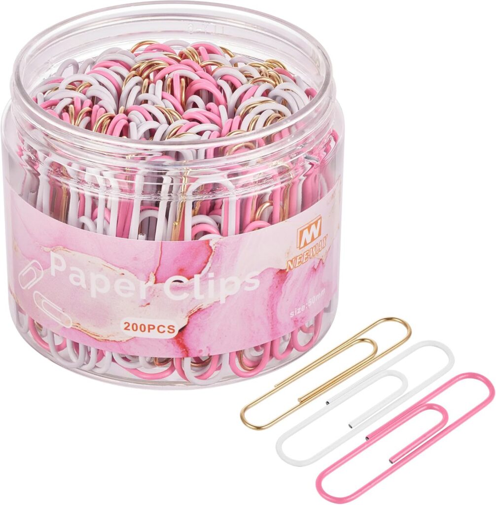 pink gold and white jumbo paper clips 2 inch metal paperclips