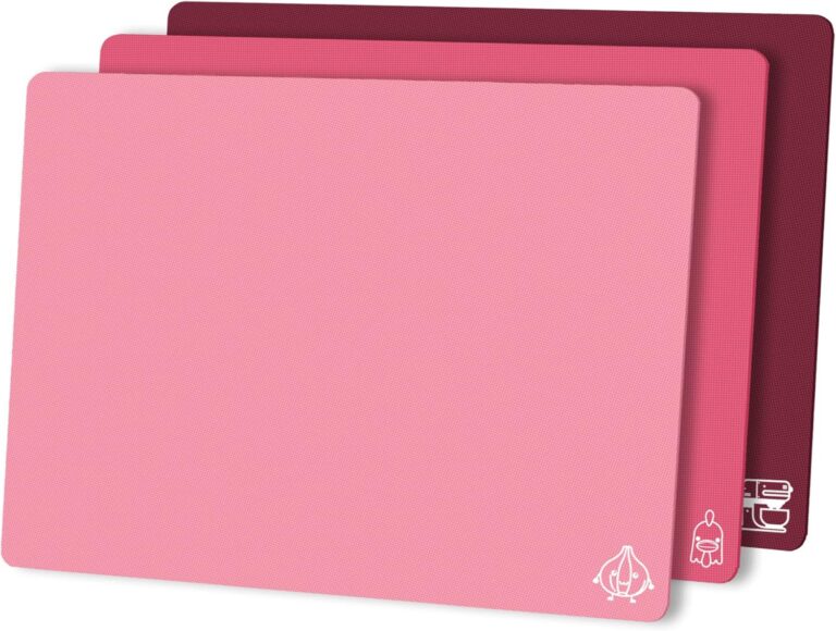 pink gradient flexible plastic cutting board set non slip BPA free dishwasher safe chopping mats