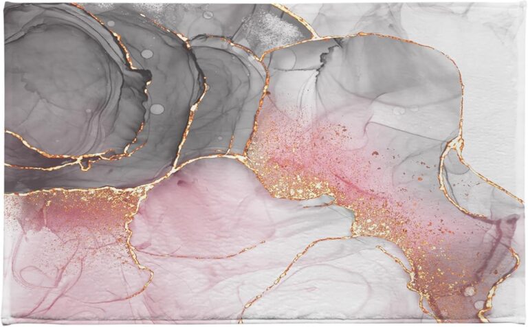 pink gray marble bath mat memory foam non slip abstract bathroom rug