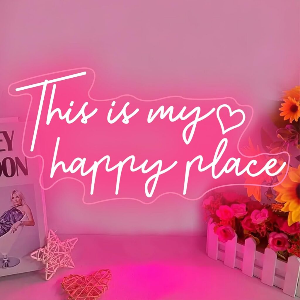 pink this is my happy place neon sign LED wall decor dimmable