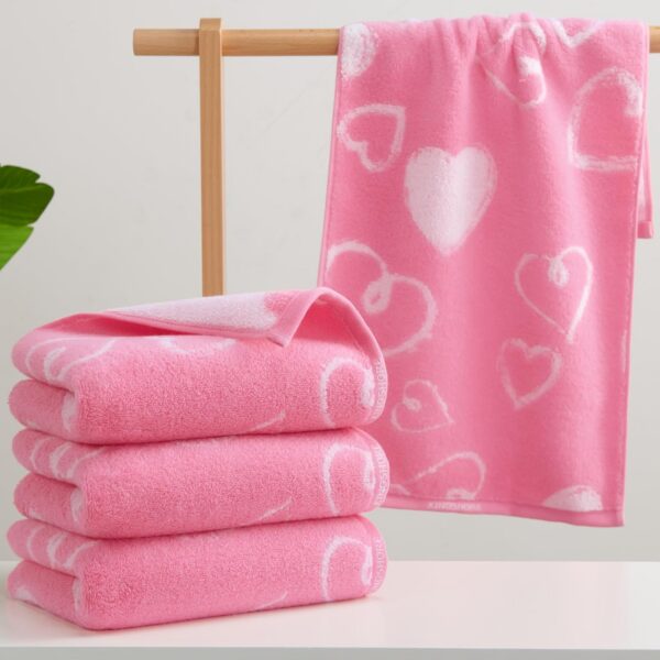pink heart pattern cotton hand towels set soft absorbent bathroom towels