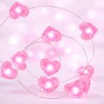 pink heart string lights 13ft 40 LED battery operated fairy lights