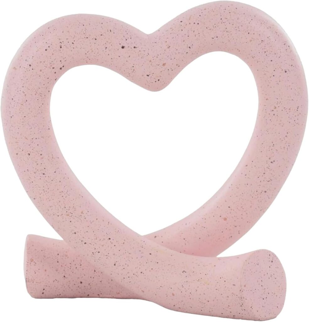 pink heart sculpture resin decor romantic minimalist tabletop ornament