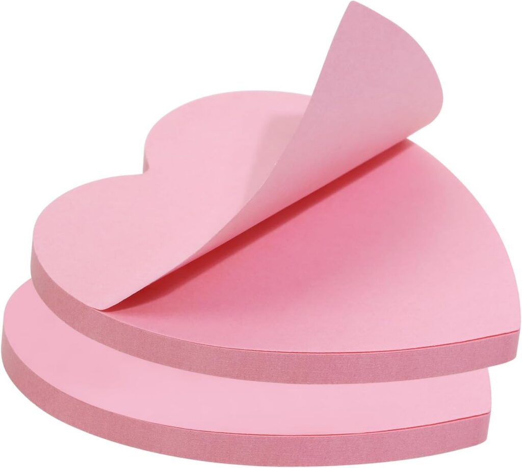 pink heart shaped sticky notes self stick memo pads office school stationery