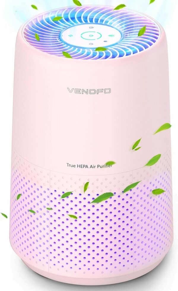 pink hepa air purifier for bedroom quiet sleep mode compact design