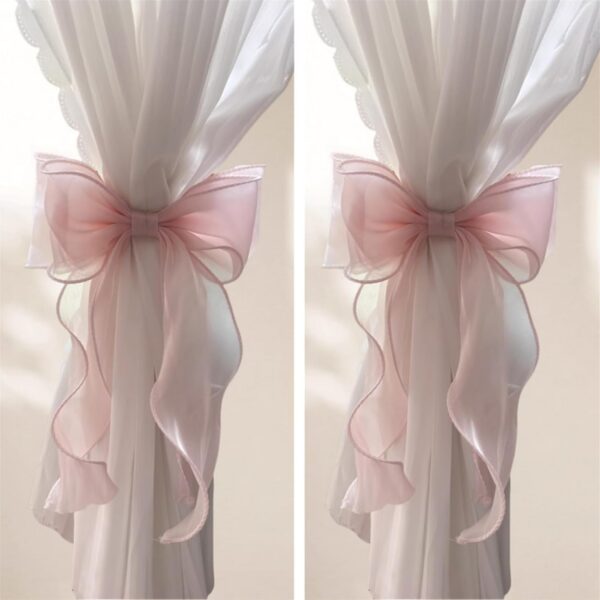 pink lace bow curtain tiebacks fabric ribbon curtain holdbacks set of 2