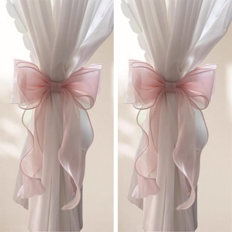 pink lace bow curtain tiebacks fabric ribbon curtain holdbacks set of 2
