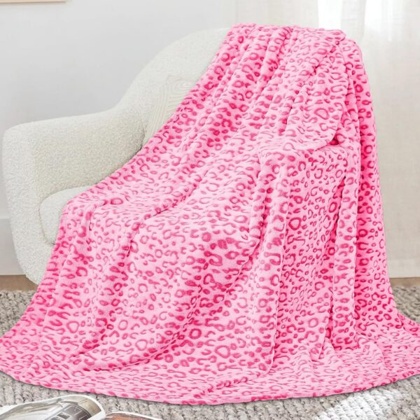 pink leopard print fleece throw blanket soft microfiber flannel fuzzy 50x60