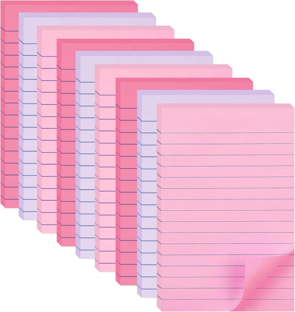 pink themed large lined sticky notes 4x6 memo pads office school supplies