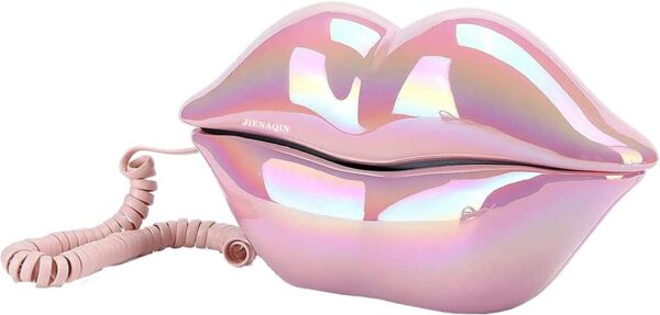 pink lip shaped telephone corded novelty mouth phone aesthetic decor