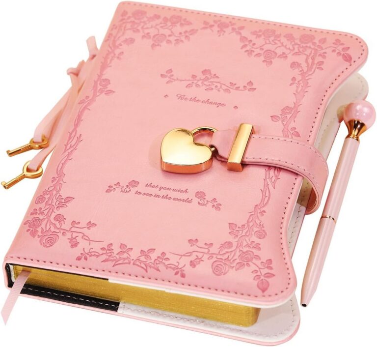 pink diary with lock and key gold edged pages faux leather journal