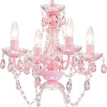 pink mini chandelier acrylic crystal 4 light adjustable hanging ceiling fixture