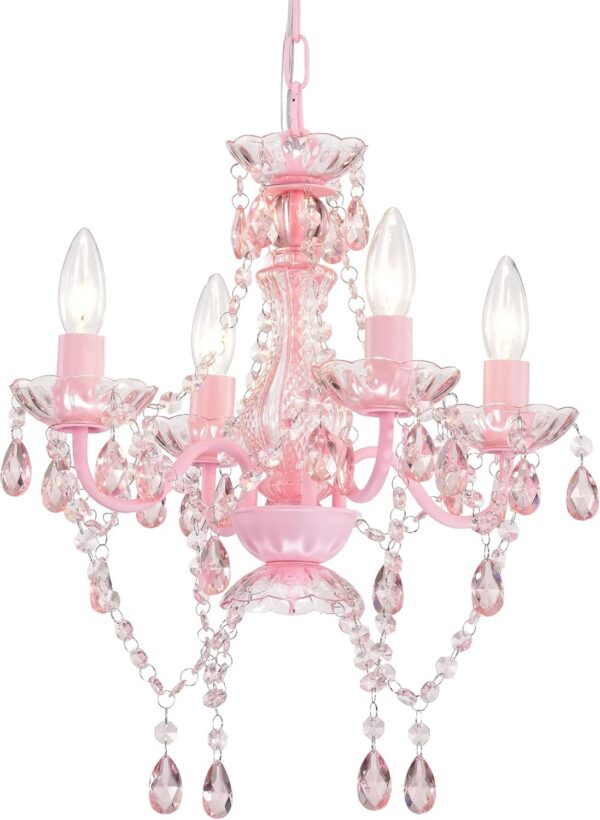 pink mini chandelier acrylic crystal 4 light adjustable hanging ceiling fixture