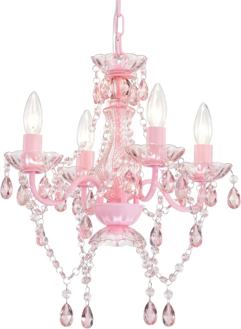 pink mini chandelier acrylic crystal 4 light adjustable hanging ceiling fixture