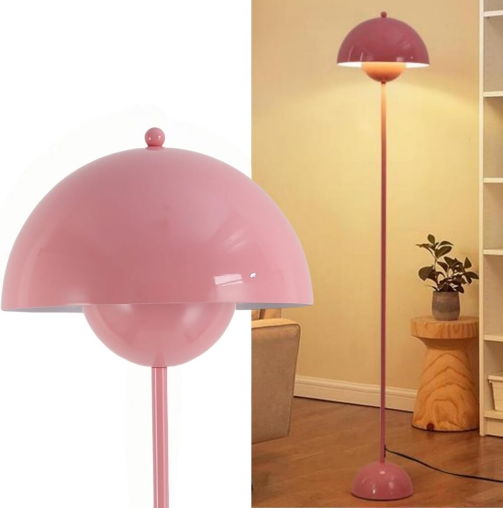 pink modern dome floor lamp with metal shade soft reflected lighting