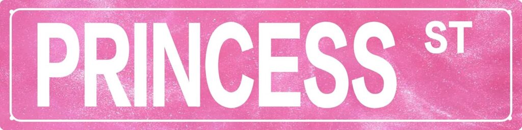 pink princess metal wall sign vintage decorative plaque for girls room