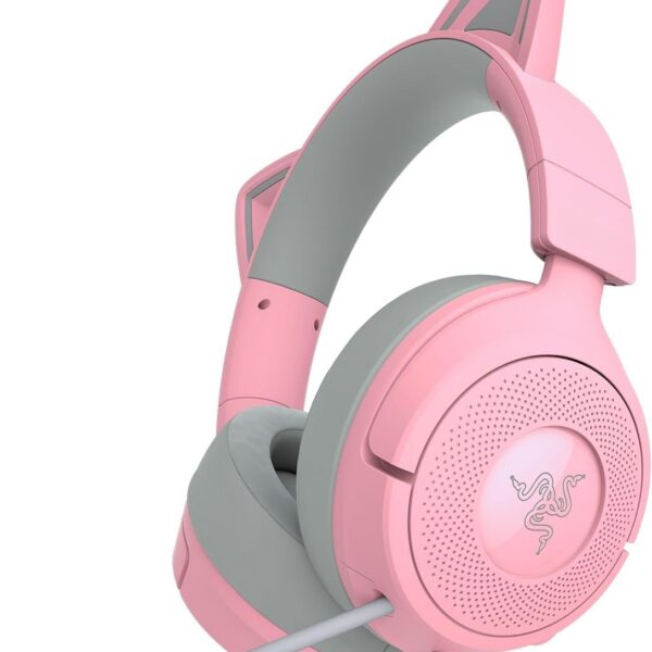 pink razer kitty gaming headset with mic surround sound