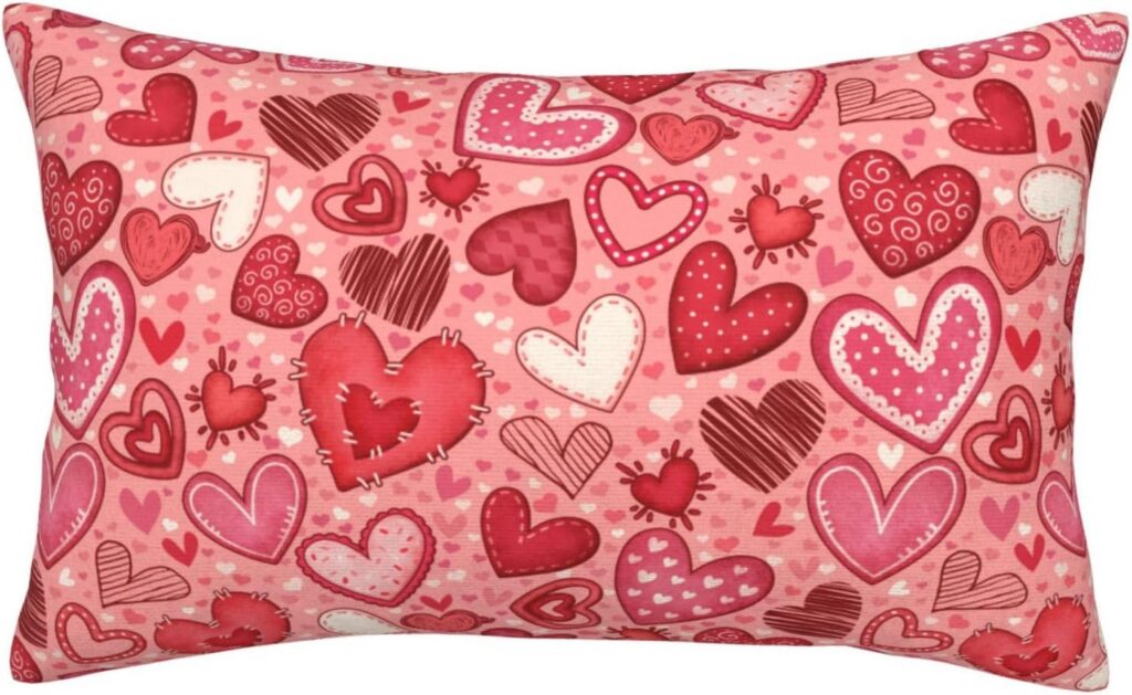pink and red heart pillowcase 20x30 polyester soft pillow cover with zipper