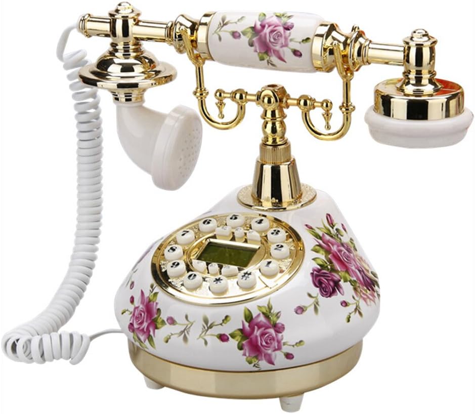 pink retro ceramic telephone vintage landline antique style home decor phone