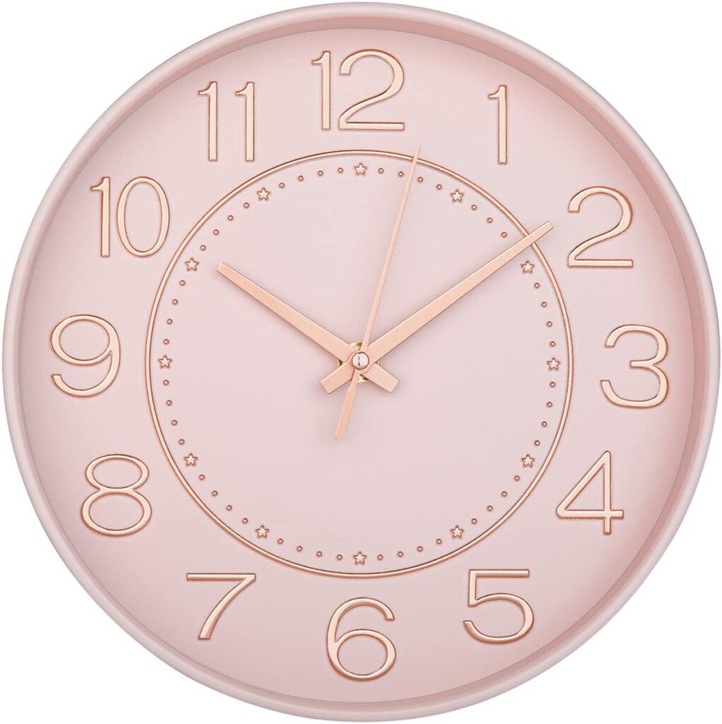 pink rosegold wall clock 10 inch modern silent analog quartz wall clock