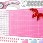 pink rotary cutter set with cutting mat ruler and replacement blades sewing kit