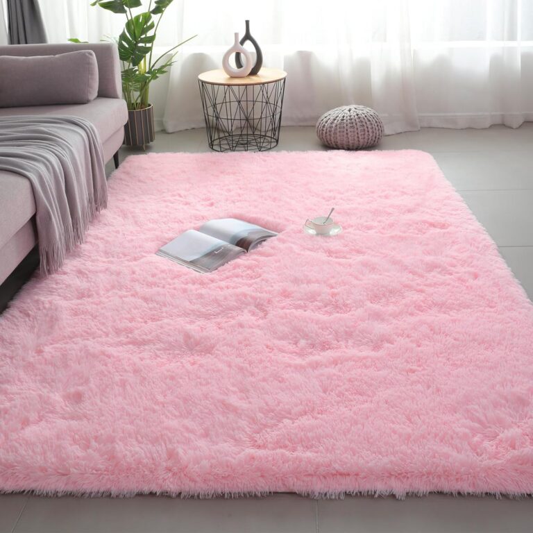 pink shag area rug 4x6 fluffy high pile non slip bedroom rug